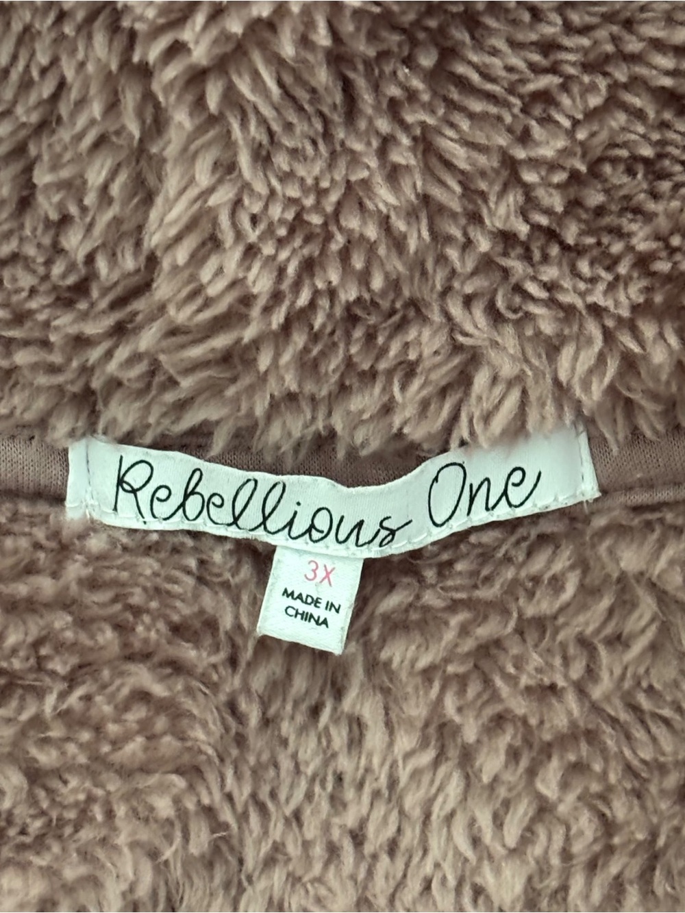 Rebellious One Women's Plus 3X Mauve Pink Sherpa Teddy Full Zip Hooded Jacket - Picture 5 of 6
